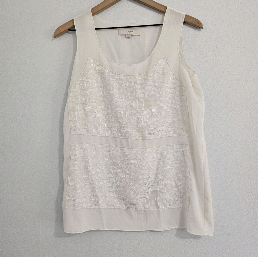 LOFT • Shimmer Detail White Blouse‎